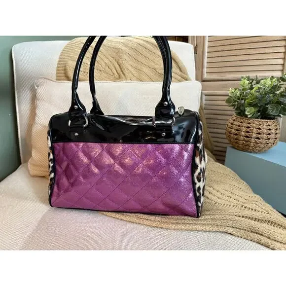 Lux de Ville Atomic Tote Poisonous Purple w/ Leopard - Picture 4 of 11